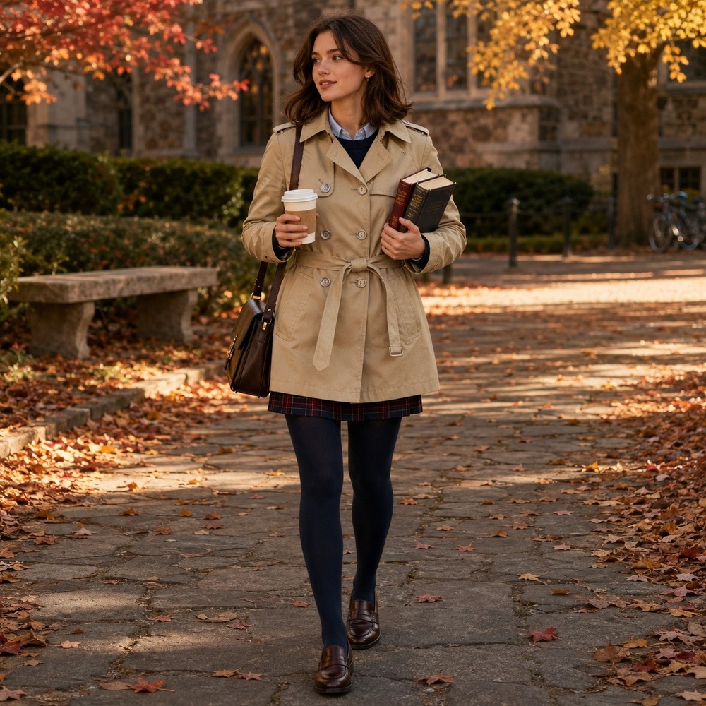 Express Women's Small Khaki Belted Trench Coat Preppy Academia Fall College